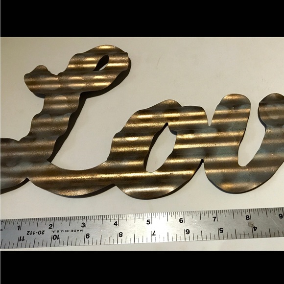 LOVE Signs Metal Wall Piece. 16.5 Inches Long. Gold & Powder Blue Polka Dot.NWOT - Picture 9 of 10